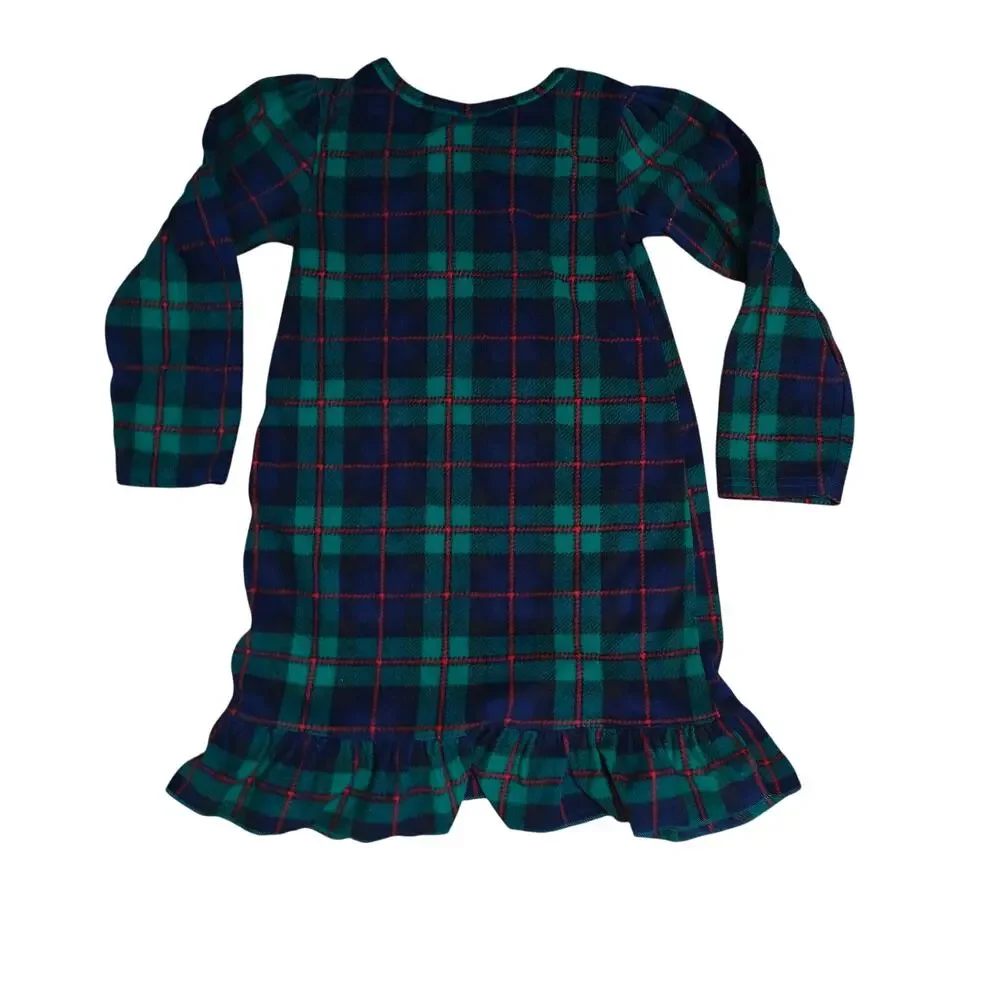 Children’s Place Toddler Matching Family Tartan Plaid Microfleece Nightgown 5T